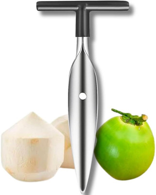 DARDRIS stainless steel coconut opener, coconut driller nariyel opener heavy material Straight Peeler(Silver, Black)