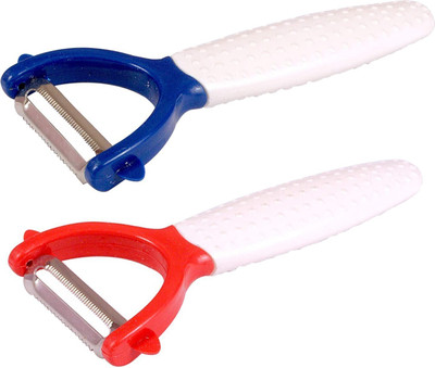 KUBER INDUSTRIES 2 Pieces Swiss Classic Multipurpose Peeler/Vegetable Scrapper Double Edge Serrated (Multi) Y Shaped Peeler Set(Multicolor Pack of 2)