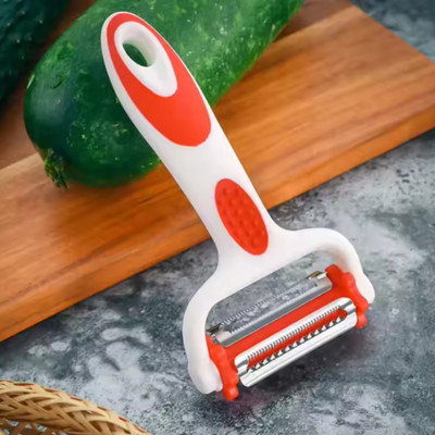 Sentax 3 in 1 Stainless Steel Multi-Functional Vegetable & Fruit Y Shaped Peeler(Red)