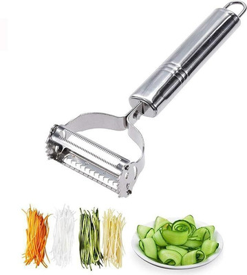 SARTHU Stainless Steel Vegetable Julienne Peeler Double-Sided Blade and Fruit Slicer Y Shaped Peeler(Silver)