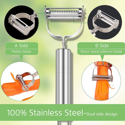 HUENTERPRISE peeler is a handy tool designed to make peeling & julienning peeler Y Shaped Peeler(Silver)