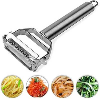 HUENTERPRIISE Stainless Steel 2 in 1 Julienne Vegetable Peeler| Y shaped peeler Y Shaped Peeler(Silver)