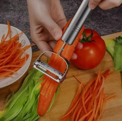 HARIKRISHNA Julienne Peeler Fruit Vegetable Shredder potato Slicer Ultra Sharp Stainless Straight Peeler(Steel)