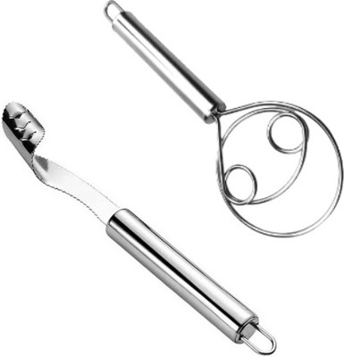 PAVITYAKSH Atta Kneader Dough Maker with Stainless Steel Seed Remover & Pepper Corer Cutter Straight Peeler(Silver Pack of 2)
