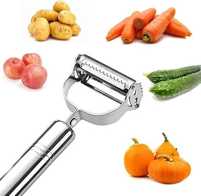SARTHU 2in1 Julienne Vegetable Peeler & MultiFunctional Fruit/Vegetable Shredder Slicer Y Shaped Peeler(Silver)