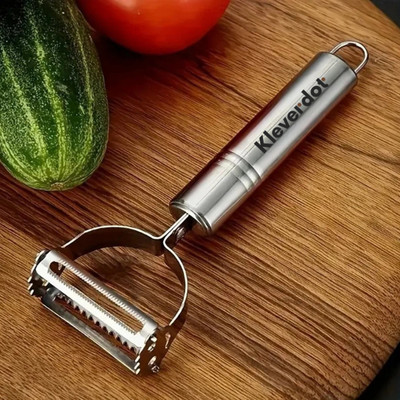 KLEVERDOT 2 in 1 Peeler Julienne for Salad, Potato Peeler, Vegetable Fruit Slicer Shredder Y Shaped Peeler(Silver)