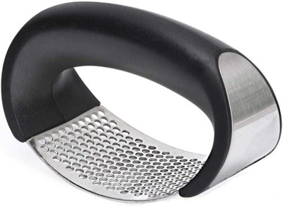 D Inoru ®Stainless Steel Garlic Press Rocker – Manual Crusher with Ergonomic Handle NA Peeler(Black, Silver)