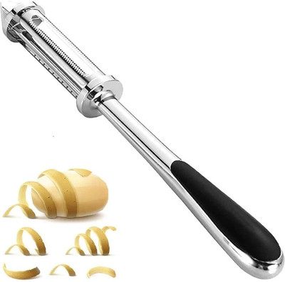 shoshin 3-in-1 Multipurpose vegetable Slicer Peeler with Black Ergonomic Handle Straight Peeler(Silver, Black)