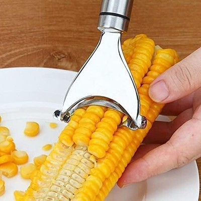SARTHU Peeler with Ultra-Sharp Blades Corn Stripper Remover Cutter for Kitchen Use Y Shaped Peeler(Silver)