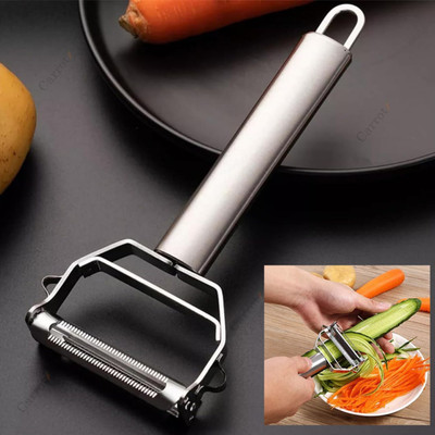SHYAMES ENTERPRISE Stainless Steel Vegetable Peeler 2 IN 1 VEGETABLE PEELER Y Shaped, Straight Peeler(Silver)