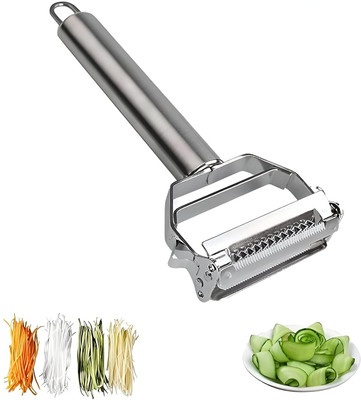 Yiweee 2 in 1 Peeler Julienne for Salad, Potato, Vegetable Slicer, Multi-Functional Straight Peeler(Silver)