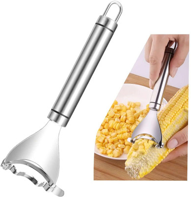 ZAPTVI Corn Peeler Stainless Stee Corn Cob Stripper Tool Corn Thresher Y Shaped Peeler(Silver)