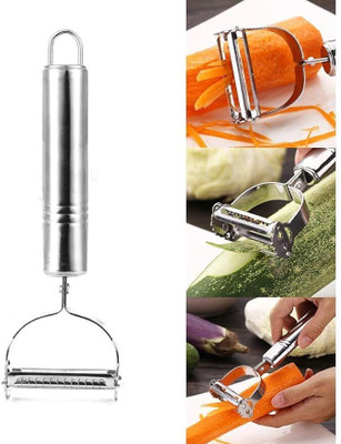 SAREJA 2-in-1 Julienne & Vegetable Peeler – Stainless Steel Y Shaped Peeler(Silver)