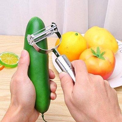 PUKASH 3 in 1 Vegetable Fruit Peeler,Slicer & Potato Durable Carrot Peeler [Set of 3 ] Y Shaped Peeler Set(Silver)