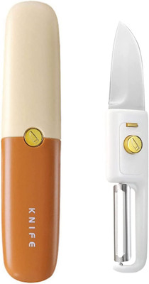 GIRIRAJ COLLECTION 1 Pc Plastic Knife 2 in 1 Multifunctional Stainless Steel Bled Vegetable Peeler with Knife Set