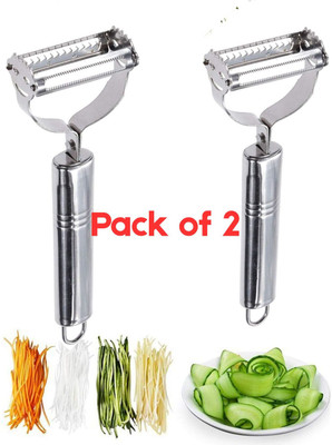 PUKASH 2 in 1 Vegetable Multi-Functional Fruit & Veggie Shredder peeler (Pack of 2) Y Shaped Peeler(Silver Pack of 2)