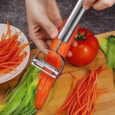 SARTHU Julienne Peeler Fruit Vegetable Shredder Slicer Double PlaningCutterCarrotGrater Y Shaped Peeler(Multicolor)