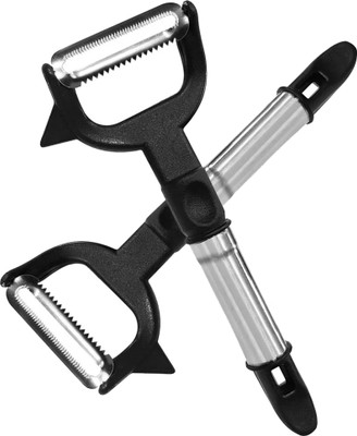 SEE INSIDE Double Julienne and Vegetable Peeler 2 in 1 Fruit Peeler for Vegetable Pack of 2 NA Peeler(Multicolor Pack of 2)
