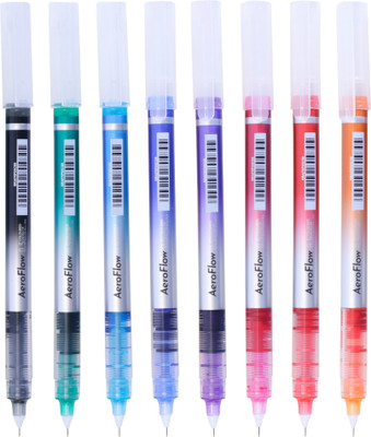 BRuSTRO AeroFlow Coloured Micro-Tip Roller Ball Pen(Pack of 8, Ink Color - Multicolor)