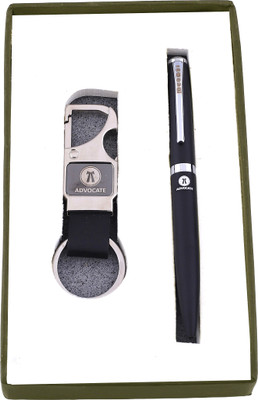K K CROSI Advocate Logo Pen and Keychain Combo with Name Written on it Ball Pen(Pack of 2, Ink Color - Blue)