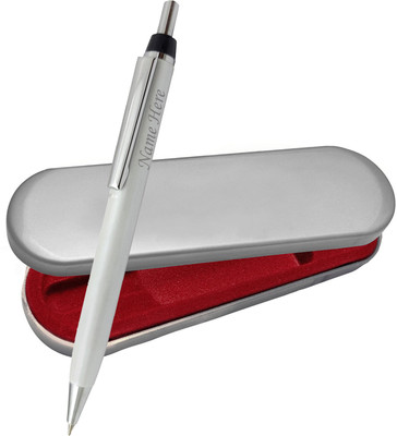 UJJi White Colour Pen Click Mechanism with Chrome Part Retractable Ball Pen(Ink Color - Blue )