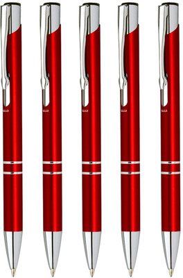 UJJi Gloss Red Color Retractable Ball Pen(Pack of 5, Ink Color - Blue )