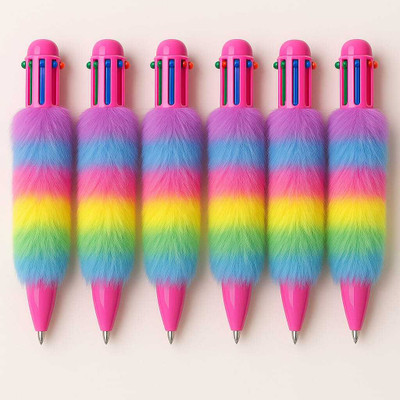 SUHANI COLLECTION Feather Pens Ball Pen. with 6 ink Rainbow colours for kids (pack of 6) Ball Pen(Pack of 6, Ink Color - Multicolor)