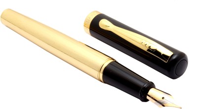 Ledos Dikawen 8073 Gold & Black Metal Body Medium Nib Fountain Pen(Ink Color - converter system)