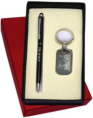 UJJi Shri Ram Mandir Ayodhya Engraved Pen & Keychain Pen Gift Set(Pack of 2, Ink Color - Blue )