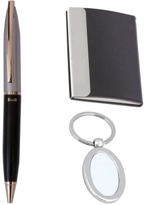 Krink B242-CH07-KC01 3in1 Metal Ball Pen, Keychain and ATM Card Holder Pen Gift Set(Blue)