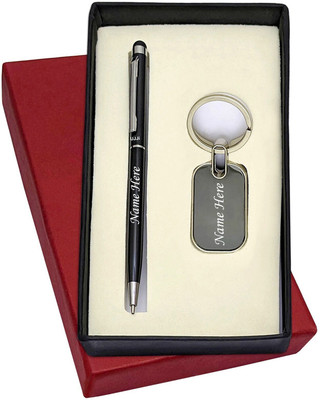 UJJi Name Print Combo in Metal Pen with Stylus for Touch Keyring Ball Pen(Ink Color - Blue)