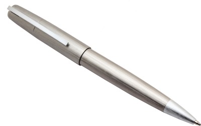 Ledos Epic Matte Silver Gray Metal Body Retractable With Chrome Trims Ball Pen(Blue Refill)