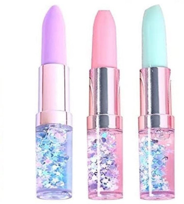 PKM Glitter Lipstick Pen Gel Pen Makeup Artist Pen For Kids Gel Pen(Pack of 3, Ink Color - Blue)