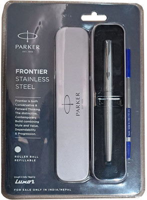 PARKER FRONTIER STAINLESS STEEL CHROME TRIM ROLLERBALL PEN Ball Pen(Ink Color - Blue)