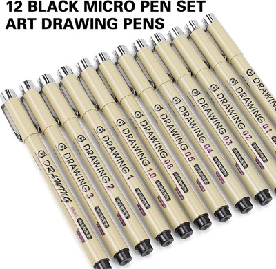 Birud Art Pen Set Fineliner Pen(Ink Color - Black)