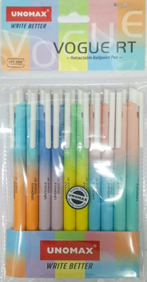 UNOMAX RT | RETRACTABLE BALLPOINT PEN | INK - BLUE | 10 PENS | Ball Pen(Pack of 10, Ink Color - Blue)