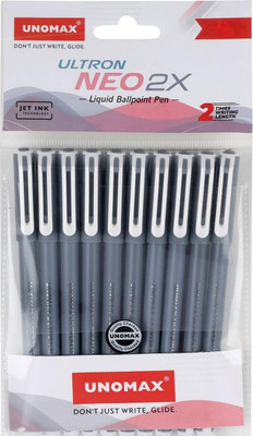 UNOMAX ULTRON NEO 2X | LIQUID BALLPOINT PEN | INK - BLACK | 10 PENS | Ball Pen(Pack of 10, Ink Color - Black)