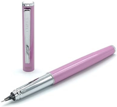 Gold Leaf Hero 70, Metal Body Fountain Pen, 360 Degree Angle Nib With Fixed Converter Fountain Pen(Ink Color - Pink With Sliver Clip)