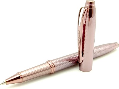 Maskey Rosegold Textured Body Corporate Luxury Unique Metal Roller Ball Ball Pen(Blue)