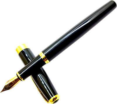 Lestylo 388 Premium Black Metal Body Medium Nib With Gold Plated Trims Best Gift Fountain Pen