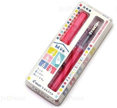 Kakuno Pilot Family Series Mama Clear Red MEDIUM Point FKA-1SR-KMR-M Fountain Pen(Ink Color - Blue)