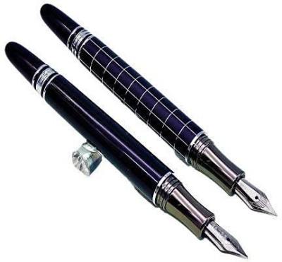 Levin 79 Starwalker Cross Check & Gloss Black Silver Trims Fountain Pen(Pack of 2, Ink Color - Black)