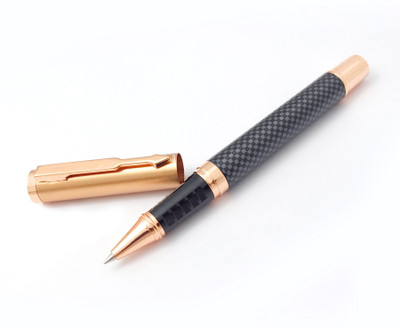 UJJi Check Pattern Copper Cap German Refill Metal Roller Ball Pen(Ink Color - Blue )