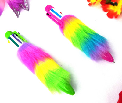 RELIA ONLINE Fur Pen for Girls Rainbow Pen Furry pen for Kids Gift age of 5+ years old Ball Pen(Pack of 2, Ink Color - Multicolor)