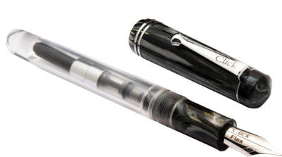 Ledos Click Aristocrat Demonstrator Acrylic With Flex Nib , Black Marble Cap Fountain Pen(Ink Color - Converter System)