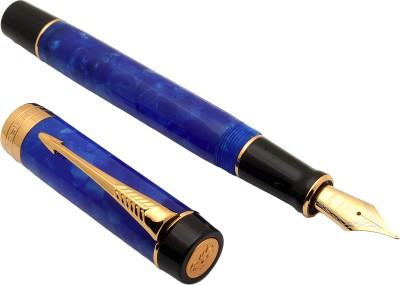 Ledos Jinhao 100 Centennial Marble Blue Acrylic Golden Trims & Medium Nib Fountain Pen(converter system)