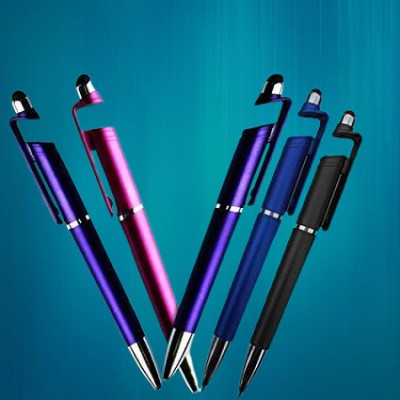 HTNK Ballpoint Pen Mobile Phone Holder for All Smartphones Roller Ball Pen Ball Pen(Pack of 5, Ink Color - Blue)