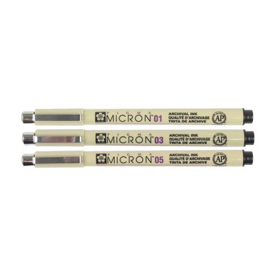SAKURA Micron Fineliner Pen(Pack of 3, Ink Color - Black)