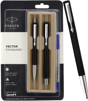 PARKER Vector Standard Chrome Trim Roller Ball Pen(Ink Color - Blue)