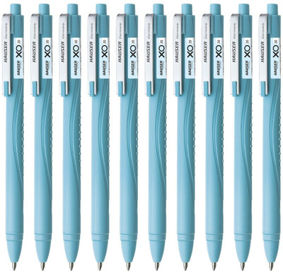 HAUSER XO 20 Retractable Ball Pen Box Pack | 0.6 mm | Comfortable Grip Ball Pen(Pack of 10, Ink Color - Blue)